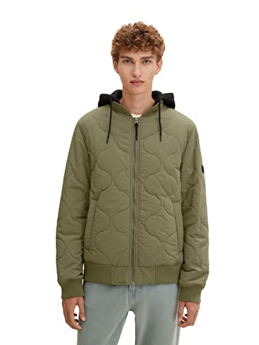 TOM TAILOR Denim Herren Bomberjacke mit abnehmbarer Kapuze 1033644, 10415 - Dusty Olive Green, M von TOM TAILOR Denim