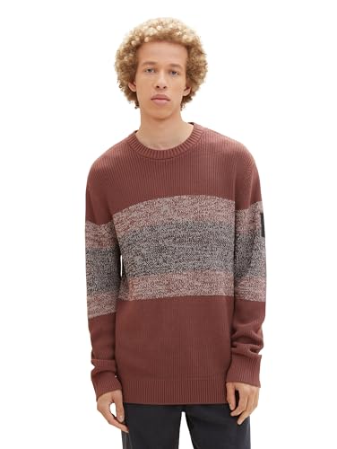TOM TAILOR Denim Herren Colorblock Pullover aus Baumwolle, russet brown, XL von TOM TAILOR Denim