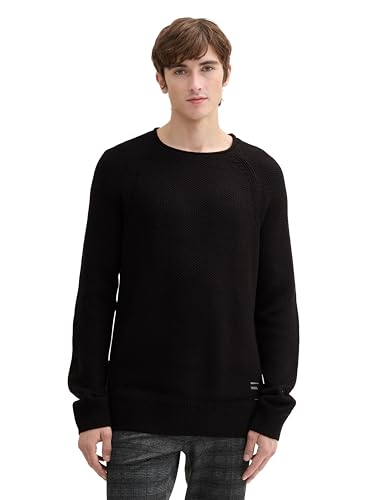 TOM TAILOR Denim Herren Crewneck Strickpullover, 29999 - Black, XL von TOM TAILOR Denim
