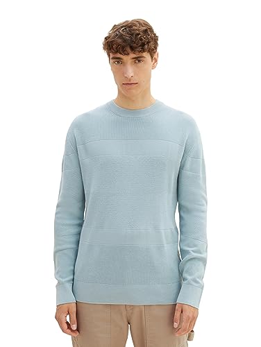 TOM TAILOR Denim Herren Crewneck Strickpullover, dusty mint blue, M von TOM TAILOR Denim