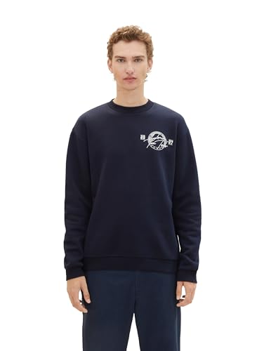 TOM TAILOR Denim Herren Crewneck Sweatshirt mit Rücken-Print, sky captain blue, S von TOM TAILOR Denim