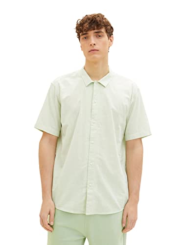 TOM TAILOR Denim Herren Hemd 1034917, 31515 - Green Woolwhite Slub Structure, XS von TOM TAILOR Denim