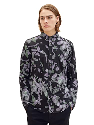 TOM TAILOR Denim Herren Hemd 1034918, 31336 - Dark Abstract Flower Print, M von TOM TAILOR Denim