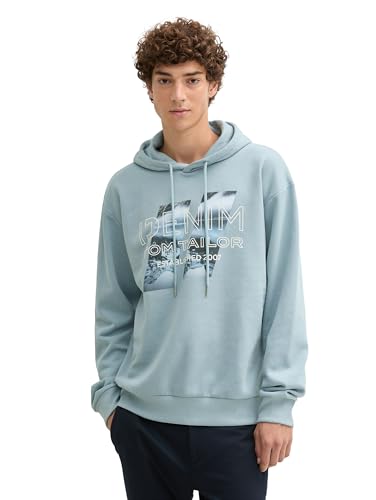 TOM TAILOR Denim Herren Hoodie Sweatshirt mit Fotoprint, 27840 - Light Grey Mint, XXL TOM TAILOR Denim Herren Hoodie Sweatshirt mit Fotoprint, 27840 - Light Grey Mint, XXL von TOM TAILOR Denim