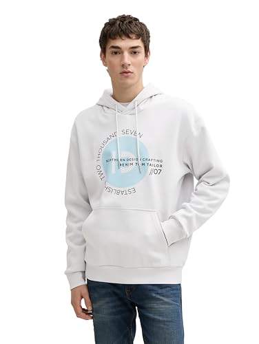 TOM TAILOR Denim Herren Hoodie Sweatshirt mit Logo-Print, 15277 - Chalk Grey, L TOM TAILOR Denim Herren Hoodie Sweatshirt mit Logo-Print, 15277 - Chalk Grey, L von TOM TAILOR Denim