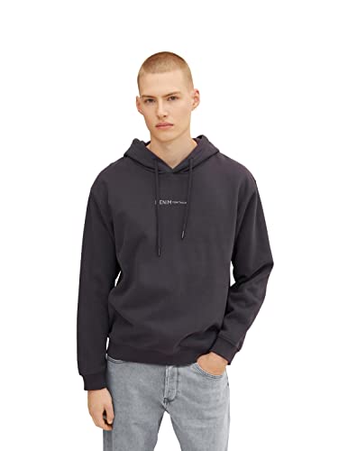 TOM TAILOR Denim Herren 1033580 Hoodie Sweatshirt Mit Kleinem Logo-Print, 29476 - Coal Grey, L EU von TOM TAILOR Denim