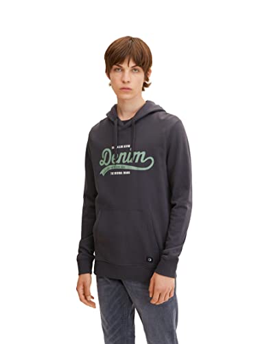 TOM TAILOR Denim Herren Hoodie mit Print 1034731, 29476 - Coal Grey, XS von TOM TAILOR Denim