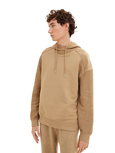 TOM TAILOR Denim Herren Hoodie mit Struktur 1034101, 12912 - Splashed Clay Beige, L von TOM TAILOR Denim