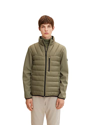 TOM TAILOR Denim Herren Hybrid Steppjacke 1031781, 10415 - Dusty Olive Green, L von TOM TAILOR Denim