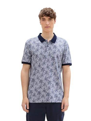 TOM TAILOR Denim Herren Jersey Poloshirt mit Palmen-Muster, 35573 - Navy Summer Palm Print, XL TOM TAILOR Denim Herren Jersey Poloshirt mit Palmen-Muster, 35573 - Navy Summer Palm Print, XL von TOM TAILOR Denim