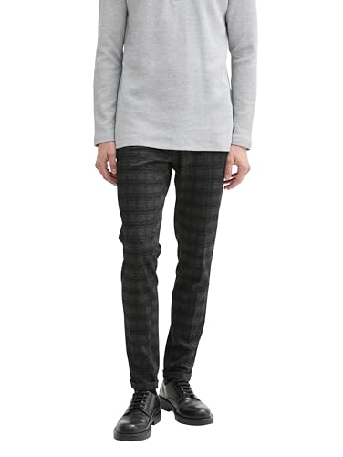 TOM TAILOR Denim Herren Jersey Slim Fit Chino Hose, 36766 - Black Grindle Check, M von TOM TAILOR Denim