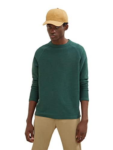 TOM TAILOR Denim Herren Langarmshirt in Melange-Optik 1033923, 30828 - Explorer Green Melange, L von TOM TAILOR Denim