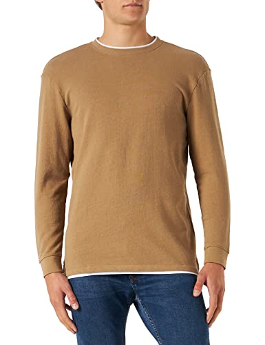 TOM TAILOR Denim Herren Langarrmshirt mit Struktur 1034000, 12912 - Splashed Clay Beige, XXL von TOM TAILOR Denim