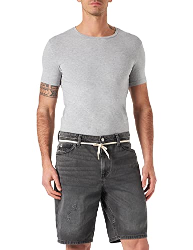 TOM TAILOR Denim Herren Loose Fit Bermuda Jeans Shorts 1032259, 10219 - Used Mid Stone Grey Denim, M von TOM TAILOR Denim