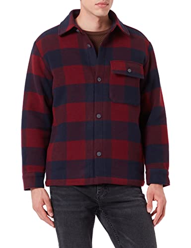 TOM TAILOR Denim Herren Overshirt Jacke mit Karo-Muster 1032438, 28393 - Burgundy Navy Big Vichy Check, L von TOM TAILOR Denim