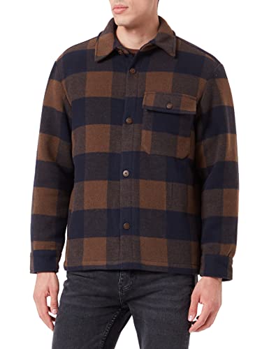 TOM TAILOR Denim Herren Overshirt Jacke mit Karo-Muster 1032438, 30496 - Navy Brown Buffalo Check, L von TOM TAILOR Denim