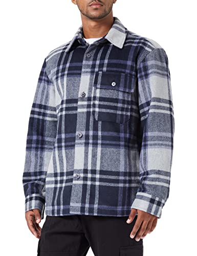 TOM TAILOR Denim Herren Overshirt Jacke mit Karo-Muster 1032438, 30497 - Blue Cream Check, L von TOM TAILOR Denim