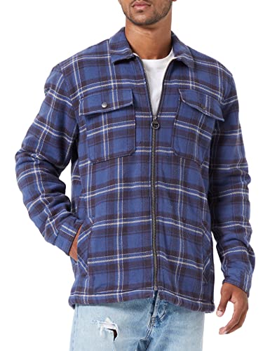 TOM TAILOR Denim Herren Overshirt Jacke mit Karomuster 1032386, 30256 - Blue Coal Grey Big Check, XS von TOM TAILOR Denim