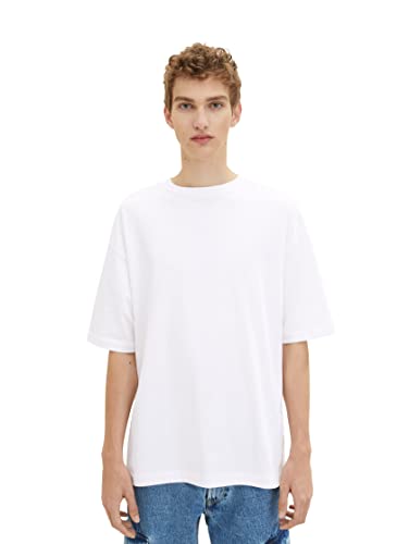 TOM TAILOR Denim Herren Oversize Basic T-Shirt, White, XL von TOM TAILOR Denim