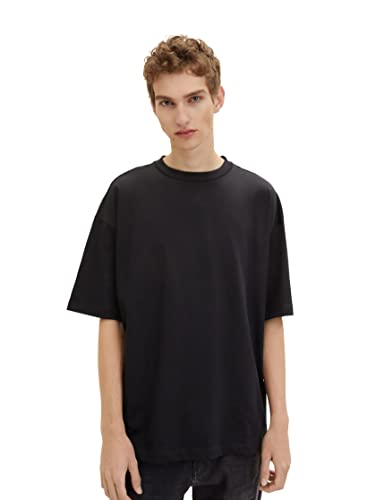 TOM TAILOR Denim Herren Oversize Basic T-Shirt, Black, XXL von TOM TAILOR Denim
