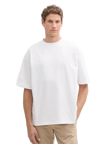 TOM TAILOR Denim Herren Oversize Basic T-Shirt, White, M von TOM TAILOR Denim
