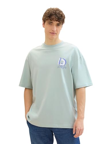 TOM TAILOR Denim Herren Oversize T-Shirt mit Fotoprint, sea foam, L von TOM TAILOR Denim
