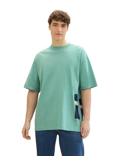 TOM TAILOR Denim Herren Oversize T-Shirt mit Rücken-Print, 10978 - Bleeched Green, M von TOM TAILOR Denim