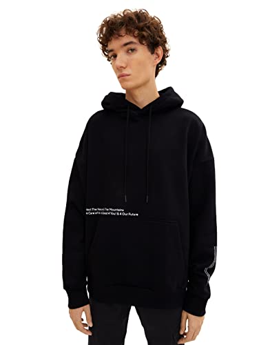 TOM TAILOR Denim Herren Oversized Hoodie Sweatshirt mit Rückenprint 1034147, 29999 - Black, L von TOM TAILOR Denim