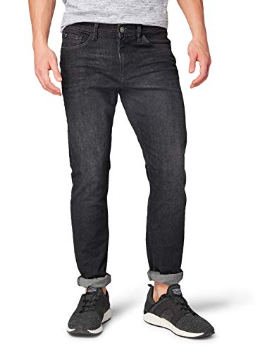 TOM TAILOR Denim Herren Piers Super Slim Jeans 1012922, 10250 - Used Dark Stone Black Denim, 34W / 32L von TOM TAILOR Denim