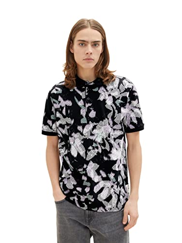 TOM TAILOR Denim Herren Poloshirt 1035280, 31336 - Dark Abstract Flower Print, XL von TOM TAILOR Denim