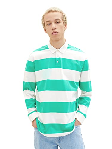 TOM TAILOR Denim Herren Poloshirt 1035281, 31363 - Green Large Stripe, M von TOM TAILOR Denim