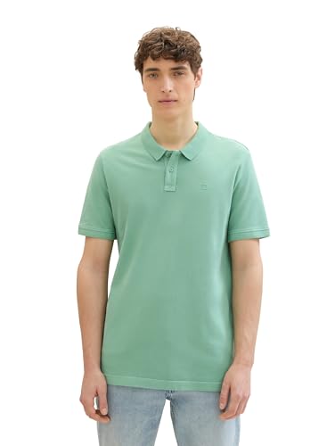 TOM TAILOR Denim Herren Poloshirt im Washed-Look, Bleeched Green, L von TOM TAILOR Denim