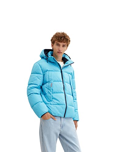 TOM TAILOR Denim Herren Puffer Jacke mit abnehmbarer Kapuze 1032429, 12415 - Laguna Light Blue, XL von TOM TAILOR Denim