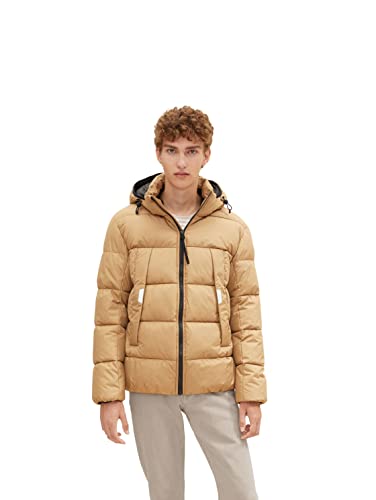 TOM TAILOR Denim Herren Puffer Jacke mit abnehmbarer Kapuze 1032429, 12912 - Splashed Clay Beige, L von TOM TAILOR Denim