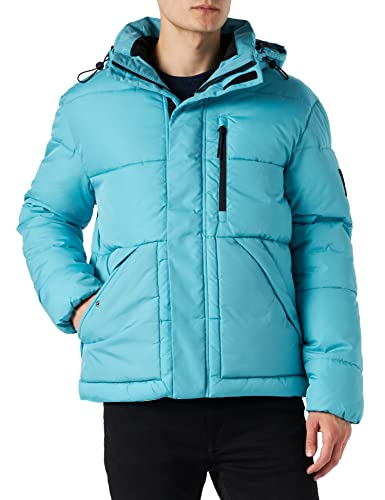 TOM TAILOR Denim Herren Puffer Jacke mit abnehmbarer Kapuze 1032434, 12415 - Laguna Light Blue, L von TOM TAILOR Denim