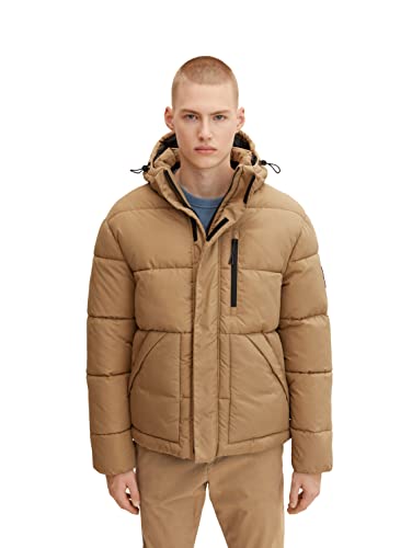 TOM TAILOR Denim Herren Puffer Jacke mit abnehmbarer Kapuze 1032434, 12912 - Splashed Clay Beige, XXL von TOM TAILOR Denim