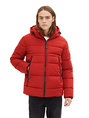 TOM TAILOR Denim Herren Puffer Jacke mit abnehmbarer Kapuze 1034586, 10939 - Burned Red Slate, L von TOM TAILOR Denim