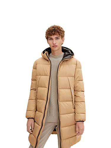 TOM TAILOR Denim Herren Puffer Parka mit Kapuze 1032430, 12912 - Splashed Clay Beige, L von TOM TAILOR Denim