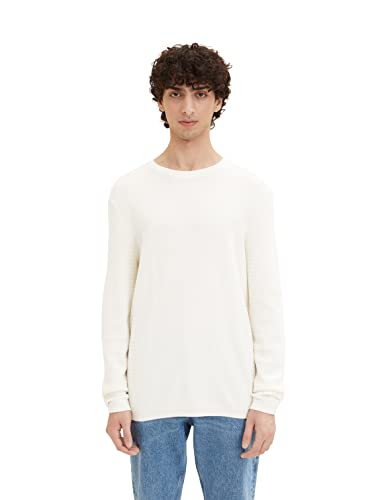 TOM TAILOR Denim Herren Pullover 1035320, 12906 - Wool White, L von TOM TAILOR Denim