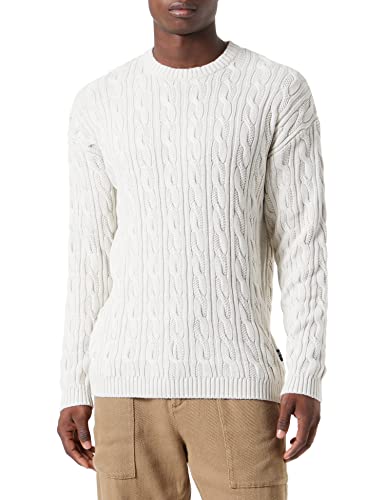 TOM TAILOR Denim Herren Pullover mit Zopfmuster 1033879, 30656 - Cosy Light Beige Melange, XL von TOM TAILOR Denim