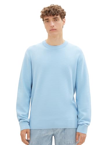 Tom Tailor Denim Herren Basic Strick-Pullover mit Struktur, 32245 - Washed Out Middle Blue, XXL Tom Tailor Denim Herren Basic Strick-Pullover mit Struktur, 32245 - Washed Out Middle Blue, XXL von TOM TAILOR Denim