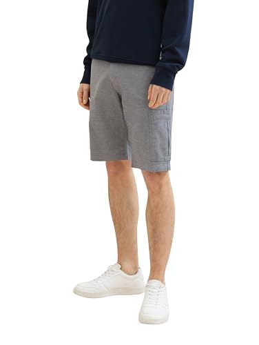 TOM TAILOR Denim Herren Regular Fit Cargo Bermuda Shorts, 29422 - navy white dobby, XS von TOM TAILOR Denim