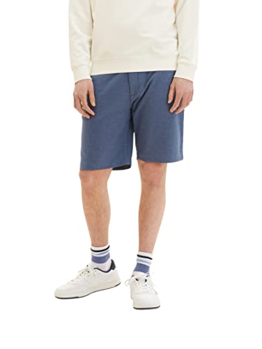 TOM TAILOR Denim Herren Regular Fit Chino Bermuda Shorts mit Stretch 31053 - Navy Blue White Yarn Dye XS von TOM TAILOR Denim