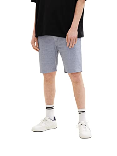 TOM TAILOR Denim Herren Regular Fit Chino Bermuda Shorts mit Stretch 31059 - Navy White Structure M von TOM TAILOR Denim