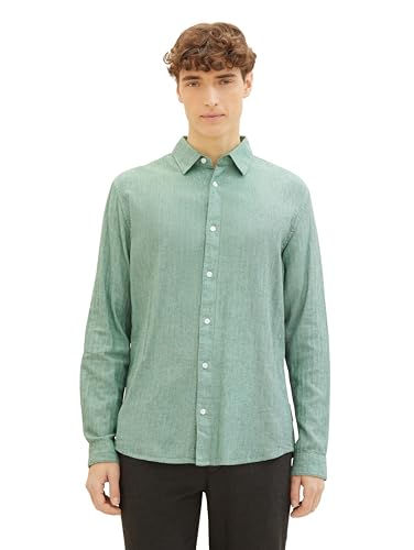 TOM TAILOR Denim Herren Regular Fit Flanell-Hemd, green multicolor structure, XXL von TOM TAILOR Denim