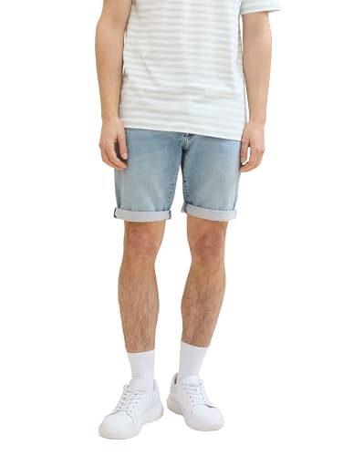 TOM TAILOR Denim Herren Regular Fit Jeans Bermuda Shorts, Used Light Stone Blue Denim, L von TOM TAILOR Denim
