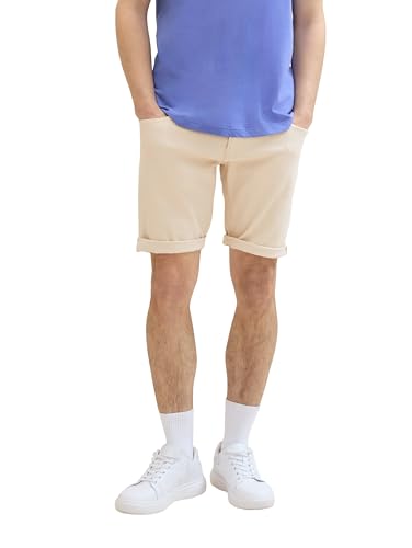 TOM TAILOR Denim Herren Regular Fit Jeans Bermuda Shorts mit Stretch, unbleached natural bull denim, S von TOM TAILOR Denim