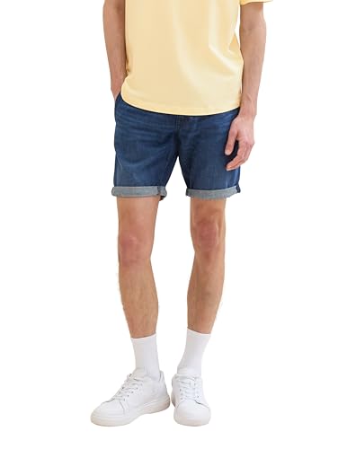 TOM TAILOR Denim Herren Regular Fit Jeans Jogger Bermuda Shorts, Used Mid Stone Blue Denim, M von TOM TAILOR Denim