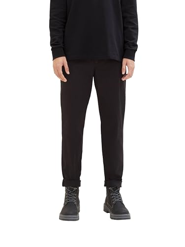 TOM TAILOR Denim Herren Regular Tapered Fit Chino Hose, Black, L von TOM TAILOR Denim