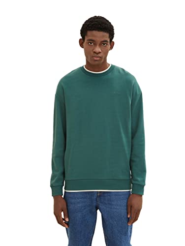 TOM TAILOR Denim Herren Relaxed Fit Basic Sweatshir 1034150, 30024 - Explorer Green, L von TOM TAILOR Denim